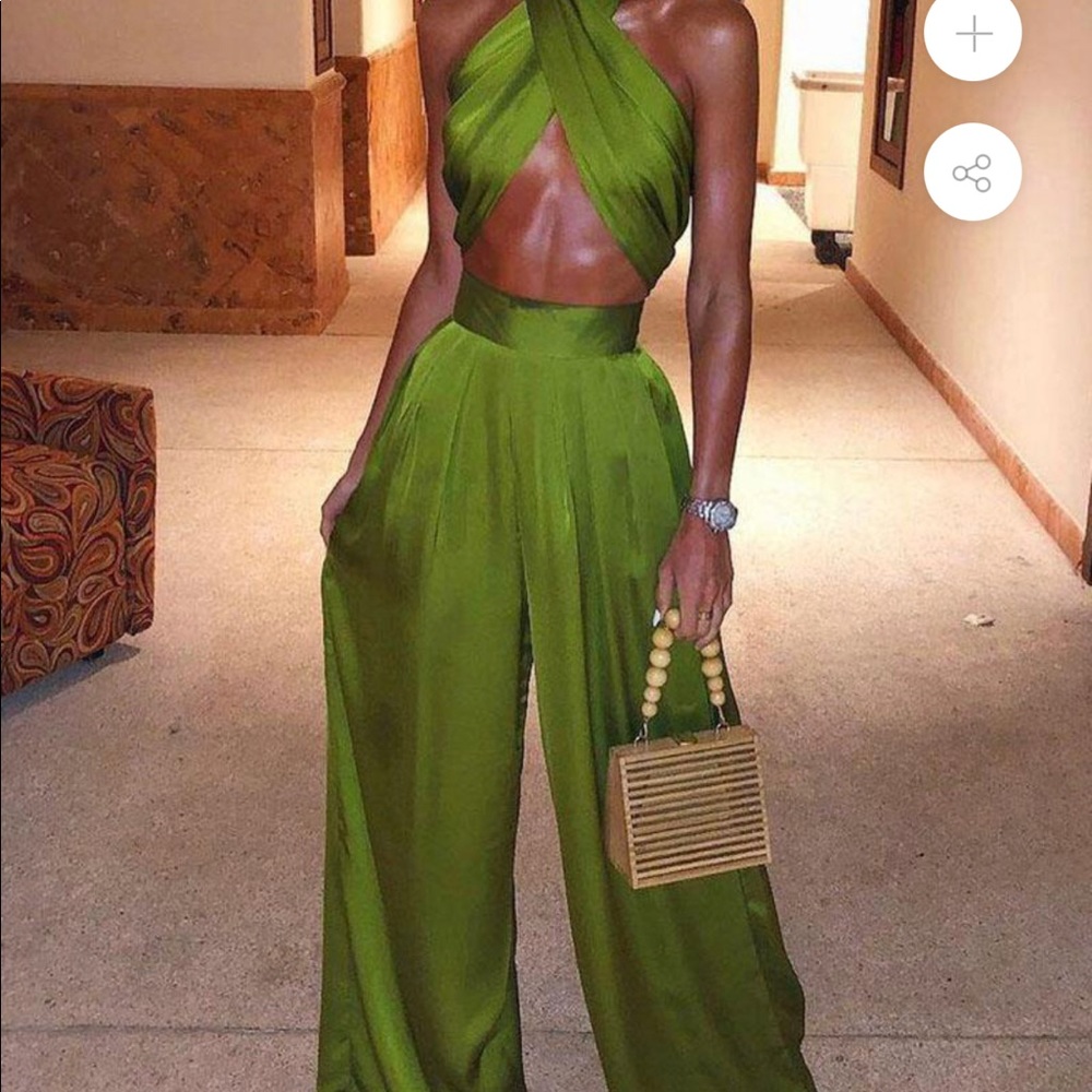 Elegant Olive Green Halter Jumpsuit